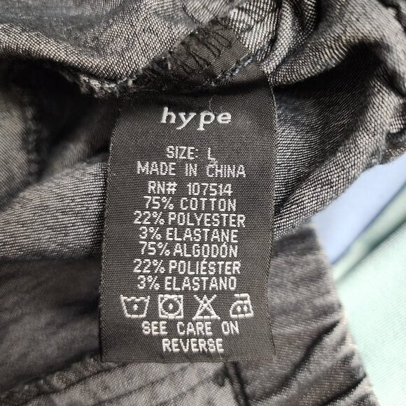 Hype Black Acid Wash Pull On Jegging Jeans Pants Large Low Rise - Picture 4 of 7